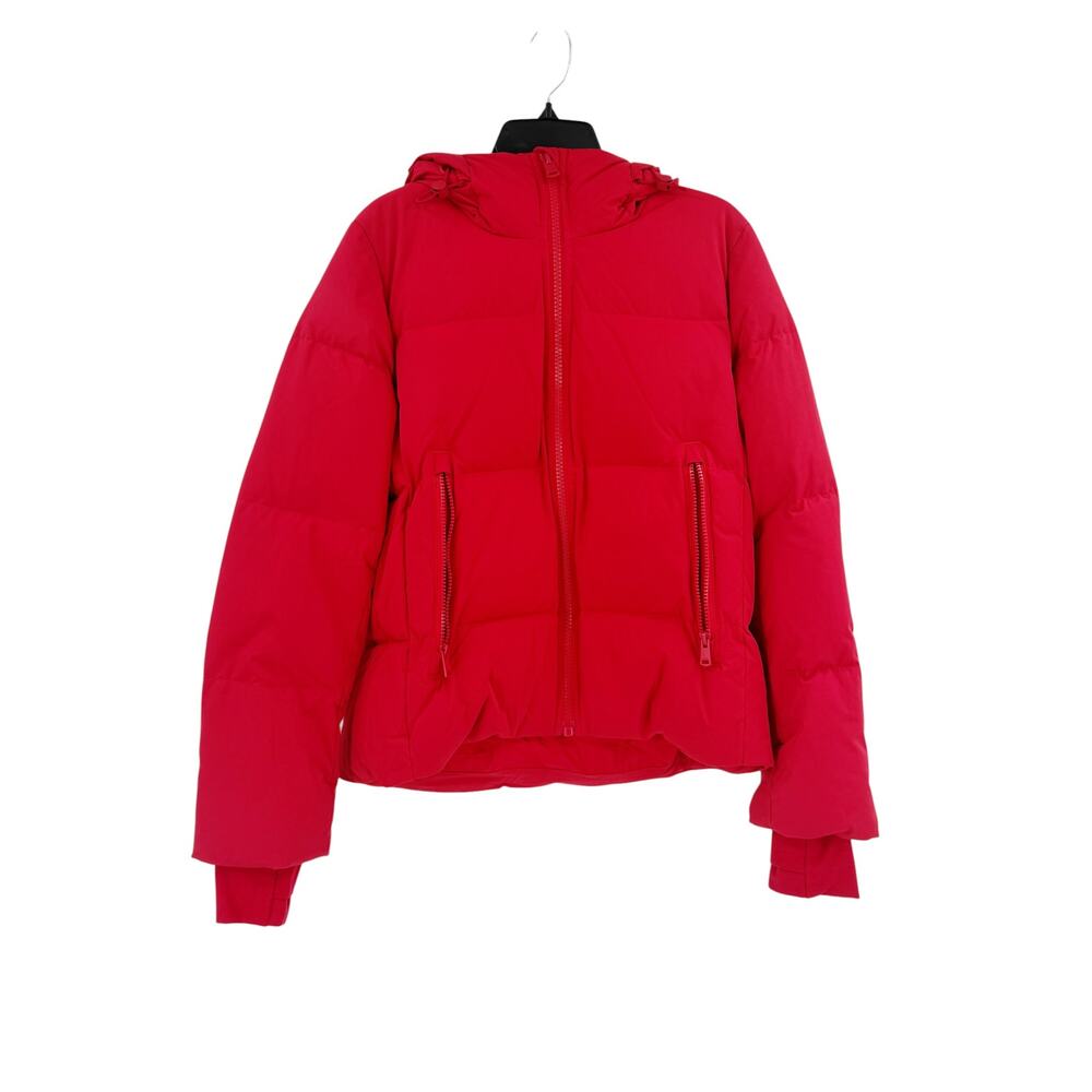 REISS Thea Short Puffer Jacket NEW Size S Red Quilted Hoodie $565 Coat Winter - Picture 13 of 16
